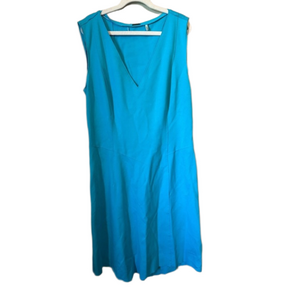 ELIE TAHARI 'Lexcy'~ Aqua Ponte V-Neck Career Dress 6